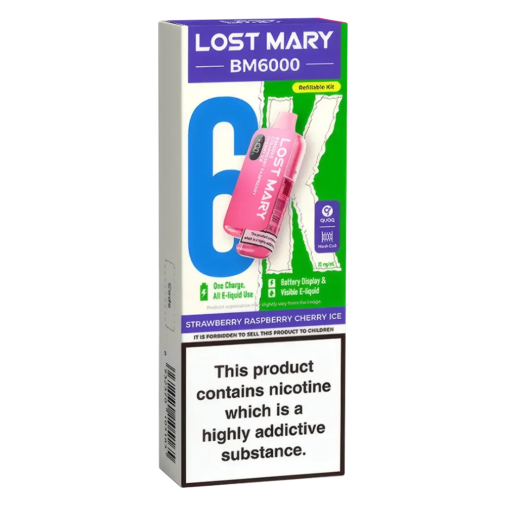 Lost Mary BM6000 Strawberry Raspberry Cherry Ice Prefilled Pod Kit - Scent Vape